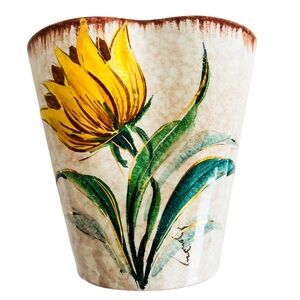 Vintage Italian Thistle Pinch Top Flower Numbered Vase